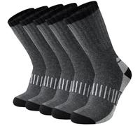 Wamicu Men’s Thermal Work Socks, 5 Pack Thick Winter Athletic Socks | Full Terry Cushion, Durable, Warm Comfort Crew Boot Socks with Arch Support for Sport, Hiking, Walking & Everyday Wear