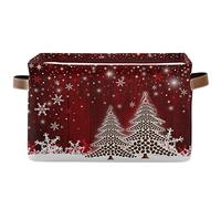 Wamika Christmas Tree Red Storage Basket Fabric Laundry Baskets Winter Snowflake Snowman Xmas Storage Boxes Organizer Bag for Baby Cloth Dog Toy Book Storage Cubes Shelf Closet Bins 16×12×8 Inches