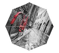 Wamika Retro Vintage Red Bike Automatic Umbrella Gray Street Windproof Waterproof UV Protection Travel Umbrella - 3 Folds Auto Open/Close Button Sun&Rain Car Umbrella