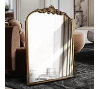WAMIRRO Arched Mirror,Gold Traditional Vintage Ornate Baroque Mirror,Antique Brass Mirror,Wall Mounted Mirrors for Entryway/Fireplace/Living Room/Hallway/Bathroom.36“X24”Gold