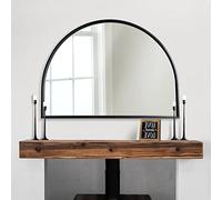 WAMIRRO Minimalist Black Arched Mirror,Large Farmhouse Bathroom Fireplace Mantel Horizontal Wide Arch Mirrors for Entryway/Living Room 26"X36"
