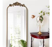 WAMIRRO Ornate Gold Mirror,Vintage Arched Antique Floor Mirrors for Living Room Hallway Fireplace Bathroom Entryway 18"X53"