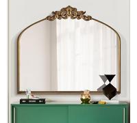 WAMIRRO Ornate Gold Mirror,Vintage Arched Mirror,Baroque Antique Mirorr for Living RoomHallwayFireplaceBathroom Entryway 36"X30"