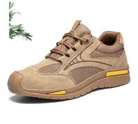 WAMIZEU Anti-Slip Roofing Shoes for Men,Indestructible Safety Work Shoes,Enhanced Grip Insulating Bottom,Lightweight Breathable Roofer Ankle Boots for Shingle Roof Construction (Tan #3,42EU)