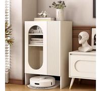 WAMJ AQDY Sweeping Robot Storage Rack with Glass Door, Robot Vacuum Stand Cabinet with Open Base for Living Room, Home, Office, Kitchen