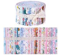 Wamkon 40 Colours Jelly Rolls, 6.25 x 100 cm Cotton Craft Jelly Roll Up, Flowers Jelly Rolls Fabric Strips Cotton Jelly Rolls Patchwork Fabrics for Quilting, Patchwork, Sewing, Crafts