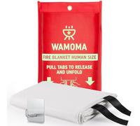 Wamoma Human Size Fire Blanket - Extra Large Fire Proof Blanket for Home, RV, Grill, BBQ, Fireplace Emergency Fire Protection, Reusable High Heat Resistant Fiberglass Safety Sheet Waterproof