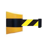 WaMounted Retractable Barrier 3/5/7/10 Meters Belt Length Wall Mounted Retractable Belt Barrier With Yellow Black Striped Caution Belt for Separated Region(5 Meters)