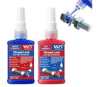 WAN2TLK 2Pack 50ml Locktight Threadlock Blue and Red, Thread Lock Medium and High Strength Lock Tight for Nuts, Bolts, Fasteners and Metals, Prevent Loosening and Corrosion