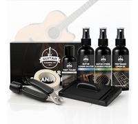 WAN2TLK 9Pcs Guitar Cleaning Kit, Guitar Maintenance Kit Includes Fret Polish, Cleaning Solution, Fretboard Lemon Oil, String Cleaning & Polish, String Cleaner, String Tuner, Masking Tape, 2 Cloth