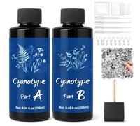 WAN2TLK Cyanotype Kit, Sun Printing Kit for Photographic Blueprints on Paper and Fabric, 2 Component Cyanotype Solution Sensitizer Set for Crafts DIY Project