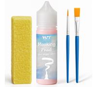 WAN2TLK Masking Fluid for Watercolor Painting 60ml Red with a Paintbrush and Eraser - Art Masking Fluid Pen Watercolor Medium Art Supplies for Artists
