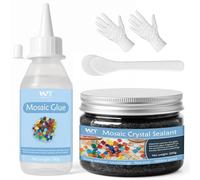 WAN2TLK Mosaic Craft Kit, Mosaic Glue and Grout, Applicator, Gloves, for Mosaic Tiles, Glass, Coaster Art, Home Decoration (Black Grout)