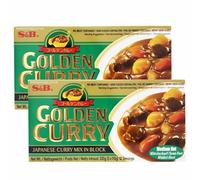 Wanahong S&B Golden Curry Medium Hot 220g (Pack of 2) | Japanese Curry Sauce Mix In Block