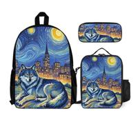 WANAHTON Animal School Bag Set Men Lion Eagle School Backpack Laptop Backpack for Boys Girls Unisex College Backpack Daypack 3 in 1 Backpack, Colour 1, Animal