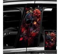 WANAHTON Pack of 2 Skull Rose HD Vinyl Car Stickers and Decals, Waterproof Sun Protection Scratch Protection for the B Pillars Stickers, Personalised Vehicle Door Pillar (#16)