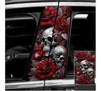 WANAHTON Pack of 2 Skull Rose HD Vinyl Car Stickers and Decals, Waterproof Sun Protection Scratch Protection for the B Pillars Stickers, Personalised Vehicle Door Pillar (#18)