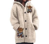 WANAHTON Womens Cow Print Cardigan Hoodies Colorful Graphic Chunky Hooded Winter Warm Button Down Coat with Pockets (L,Color4)