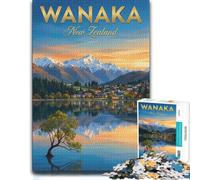 Wanaka New Zealand Landscape Adult Puzzle, Wooden Jigsaw, 500 Pieces | Jigsaw Puzzle Gift: clear printed details for easier visual matching at your own pace.