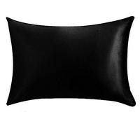 WANAM Pillowcase Silk Pillow Cover Satin Hair Pillow case Comfortable Pillow Case Home-Black,35X50cm