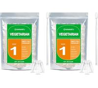WANANFU Size 1 Empty Capsules Vegetarian (100 Count) Bundle with Micro Lab Spoon with Powder Tamper, Compatible with Capsule Filling Machine (Pack of 2)