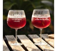 Wanapix | Gin Glass Personalised with Name| Engraved Glass for Gin | Dishwasher Safe| Gift for Parties | Original Present for Engagement/Anniversary/Valentine's Day | 70cl | Text Only
