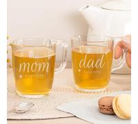 Wanapix | Pack of 2 Personalized Tea Cups with Engraved Name | Cup Sets| Capacity 25 cl | Extra Resistant Tempered Glass | Dishwasher and Microwave Safe | Heart