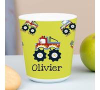 Wanapix | Personalised Plastic Cups with Name | BPA-Free Plastic | Children Small Mugs | 235ml | Monsters Cars