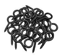 WANBAO 1 Inch Small Screw Eyes Metal Screw Hooks 100 Pcs Ring Screws Fasteners Hardware Tools Black