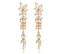 WanBigVa Champagne Rhinestone Long Dangle Earrings, Gold, Dangle, Wedding, Party, Prom, Bridal, Sparkly Crystal Chandelier, Drop, Formal, Women's Earring