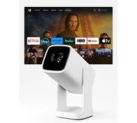 Wanbo Cube 1 Smart Projector with Android TV & Google Play, White | Compact Portable Mini Projector and Bluetooth Speaker 8W, Keystone Correction, Home Theater for Small Spaces, Bedrooms, Dorms