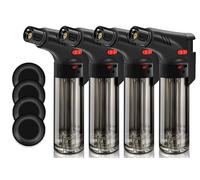 WANBRO 4 Pack of Torch Lighter, Powerful Windproof Jet Flame, Butane Gas Refill, with Safety Lock, Mini Torch Lighters for Candle, Firework (Gas not Included)