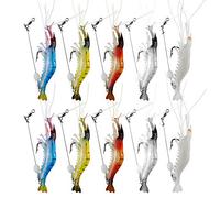 WANBY Artificial Silicone Soft Bait Set Luminous Swimbait Shrimp Fishing Lure with Hooks Fishing Tackle Freshwater/Saltwater (10PCS)