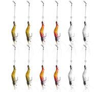 WANBY Fishing Soft Plastic Lures Artificial Silicone Soft Bait Set Luminous Swimbait Shrimp Fishing Lure with Hook Fishing Tackle 12pcs 6 (EU) Size