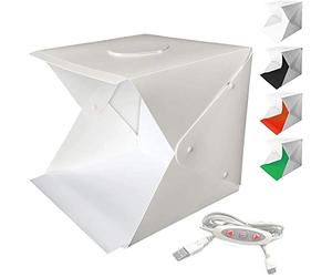 WANBY Photo Studio Tent Mini Foldable Photography Studio Portable Light Box Kit with LED Light Tent Adjustable Brightness 2 LED Lights and 4pcs Color Background（30x30 cm/12x12 inch）