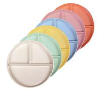 WANBY Plastic Divided Plates 6Pcs 23cm/9Inch Sectioned Dinner Plate Set