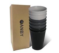 WANBY Plastic Drinking Cups 325ml 8 Pcs Colorful Tumblers Drinking Glasses Dishwasher Safe Water Cup for Water Juice Cocktail Portable Camping (Black)