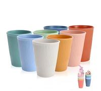 WANBY Plastic Drinking Cups 325ml 8 Pcs Colorful Tumblers Drinking Glasses Dishwasher Safe Water Cup for Water Juice Cocktail Portable Camping (Multicolor)
