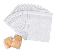 Wancala 100 PCS Cellophane Bags for Sweet - 10 x 15 cm Self Adhesive Small Plastic Packaging Wax Melt Soap Jewellery, Clear Frosted Package Food Cookie Chocolates Biscuit Candy (10x15cm)