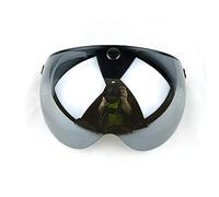 Wancar Universal Motorcycle Retro Pilot-Style Standard 3 Snap-Button Visor Flip Up Down Open Face Helmet Wind Shield(Mirrored)