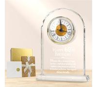 WANCHIY 60th Wedding Anniversary Crystal Clock Gift, Milestone Celebration Keepsake with Gold Lace Card for Couples, Parents, Grandparents (AA Battery Not Included)