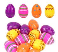 Wanciler 12 Pcs Printed Bright Easter Eggs with Various Style Stripes Dots Plastic Easter Eggs for Easter Hunt Fillable Empty Eggs for Basket Stuffers Fillers and Easter Party Favor