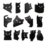 Wanciler 13pcs Magnetic Bookmarks Black Cat Bookmarks Cute Cat Designs Book Marker Clip Sets Magnet Page Markers for Readers Teachers Adults Book Lovers
