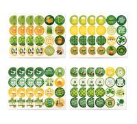 Wanciler 192pcs St. Patrick's Day Stickers 16 Sheets Cartoon Lucky Irish Green Shamrock Stickers Self-Adhesive Label Decorations for St. Patrick's Day Party Supplies Decorations Cards Gift Bags