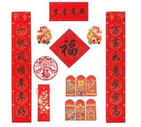 Wanciler 2026 Chinese New Year Decoration Set with Chinese Couplets Window Stickers Red Envelopes Fu Character Ornament for Lunar New Year Decoration