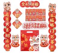 Wanciler 2026 Horse Chinese New Year Decorations 26 Piece Set with Chinese Couplets Window Stickers Red Envelopes Fu Character Ornament Spring Festival Pendant for New Year Party Decorations