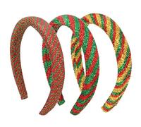 Wanciler 3 Pack Christmas Headbands Headpieces for Women Adult Kids Bright Red and Green Stripes Hair Accessories for Christmas Holiday Favour Xmas Holiday Party