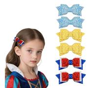 Wanciler 3 Pairs 6 Pcs Princess inspired Glitter Hair Bows Clips Slides Grips for Woman Girls Cute Halloween Costume Accessories Sparkling Bows Alligator Hairpins Hair Barrettes for Baby Girls Kids