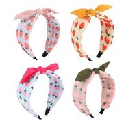 Wanciler 4Pcs Fruit Printed Top Knot Headband Wide Headband Bunny Ear Twist Boho Hair Bands for Women Alice Bands Fashion Hair Accessories for Women Girls Non-Slip