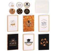Wanciler 6 Pcs Graduation Cards Set College High School Graduation Cards with Envelopes & Stickers 10x7cm Congrats Grad Cards for School Student College Son Daughter